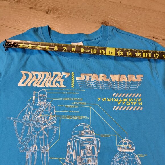 Disney Star Wars Blue Long Sleeve Shirt R2D2 C3PO Fandom Sz XLarge - Picture 4 of 6